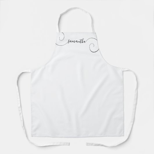 Black Curly Handtekening Naam Schort (Voorkant)