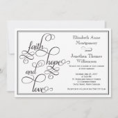 Black Curly Script Faith Hope & Love Wedding Kaart (Voorkant)