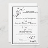 Black Curly Script God is Love Christelijk Wedding Kaart (Voorkant / Achterkant)