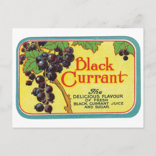 Black Currant Juice Dark Berries Label Art Briefkaart (Voorkant)