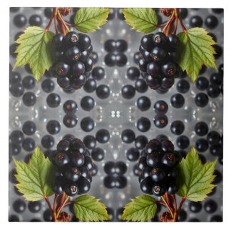 Black Currants Berries & Green Leaf Pattern Tegeltje