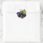 Black Currants With Water Drops & Green Leaf Ronde Sticker (Tas)
