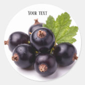 Black Currants With Water Drops & Green Leaf Ronde Sticker (Voorkant)