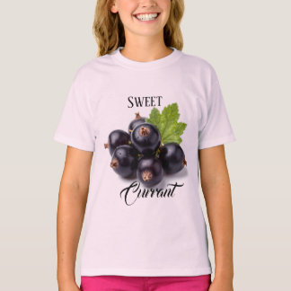 Black Currants With Water Drops & Green Leaf T-shirt