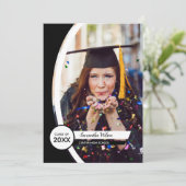 Black Curved Lijst Photo Afstuderen Kaart (Staand voorkant)