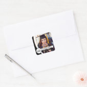 Black Curved Lijst Photo Afstuderen Vierkante Sticker (Envelop)