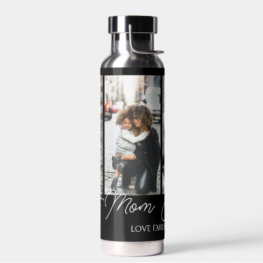 Black Custom 3 foto's Collage Beste moeder ooit Waterfles (Links)