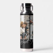 Black Custom 3 foto's Collage Beste moeder ooit Waterfles (Voorkant)