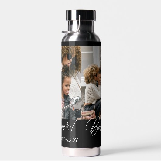 Black Custom 3 foto's Collage Beste moeder ooit Waterfles (Rechts)