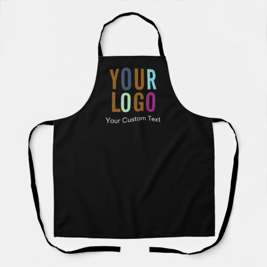 Black Custom Business Apron met persoonlijke Logo Schort (Voorkant)