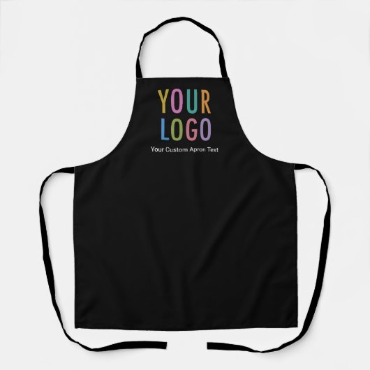 Black Custom Business Apron met persoonlijke Logo Schort (Voorkant)