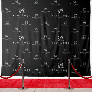 Black Custom Business Logo Backdrop Trade show Wandkleed