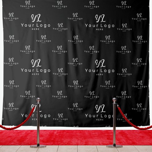 Black Custom Business Logo Backdrop Trade show Wandkleed