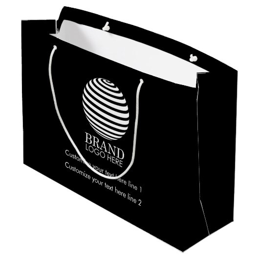 Black Custom Business Logo Company Promotion Groot Cadeauzakje (Achterkant Gekanteld)