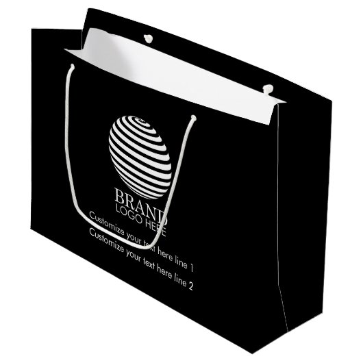 Black Custom Business Logo Company Promotion Groot Cadeauzakje (Voorkant Gekanteld)
