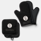 Black Custom Business Logo Company Promotion Ovenwant & Pannenlap Set (Voorkant / Achterkant)