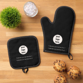 Black Custom Business Logo Company Promotion Ovenwant & Pannenlap Set