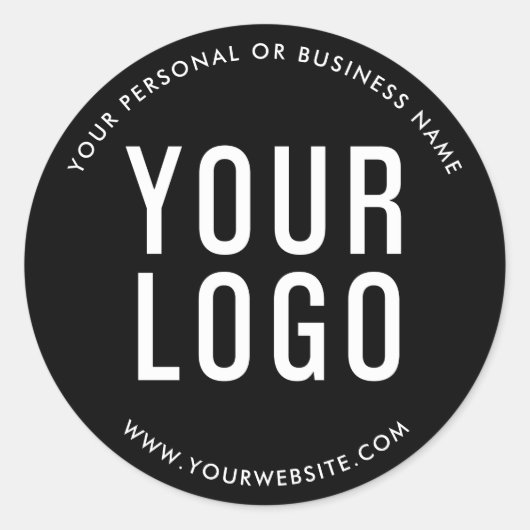 Black Custom Business Logo Company Ronde Sticker (Voorkant)
