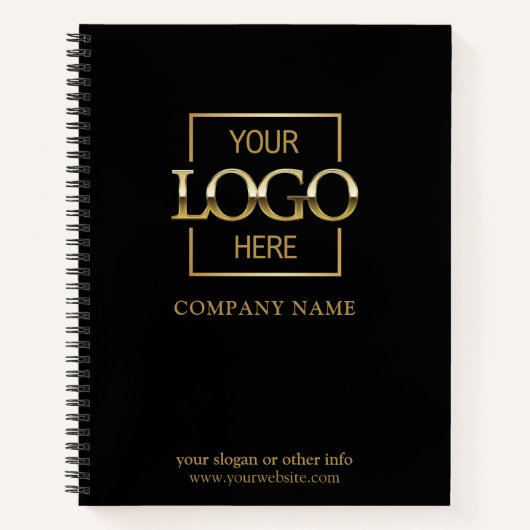 Black Custom Business Logo Promotional Branding Notitieboek (Voorkant)