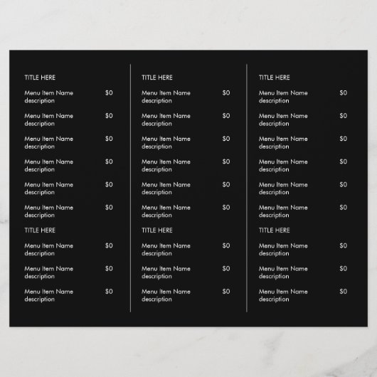 Black Custom Business Logo Restaurant Afhaalmenu (Achterkant)