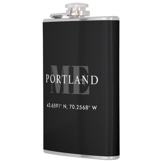 Black Custom City coördinaten breedtegraad Heupfles (Links)