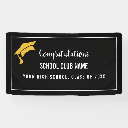 Black Custom Club Graduation Banner (Horizontaal)