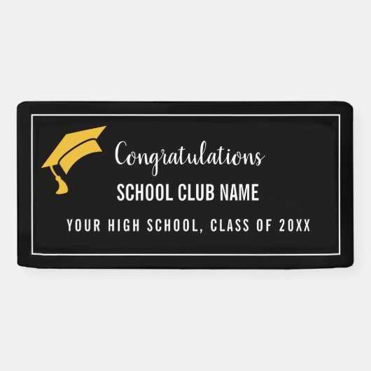Black Custom Club Graduation Banner (Horizontaal)