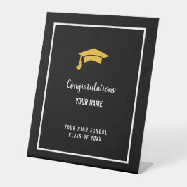 Black Custom Club Graduation Banner Reclamebord Met Voetstuk