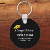 Black Custom Club Graduation Banner Sleutelhanger (Voorkant)