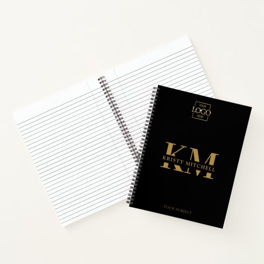 Black Custom Company Logo Business Monogrammed Notitieboek (Binnen)