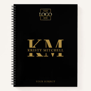 Black Custom Company Logo Business Monogrammed Notitieboek