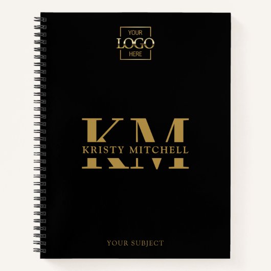 Black Custom Company Logo Business Monogrammed Notitieboek (Voorkant)