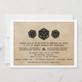 Black CUSTOM DATE Grunge D20 Dice Gamer Invite Kaart (Voorkant)