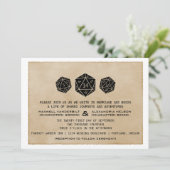 Black CUSTOM DATE Grunge D20 Dice Gamer Invite Kaart (Staand voorkant)