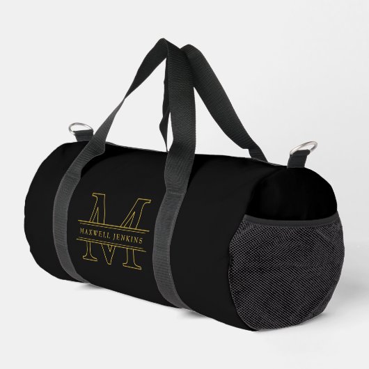 Black Custom Duffle Bag with Monogram & Name Plunjezak (Rechterhoek)