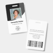 Black Custom Employee Photo, Logo, Barcode, Name Badge (Voor- en achterkant)