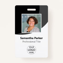 Black Custom Employee Photo, Logo, Barcode, Name Badge