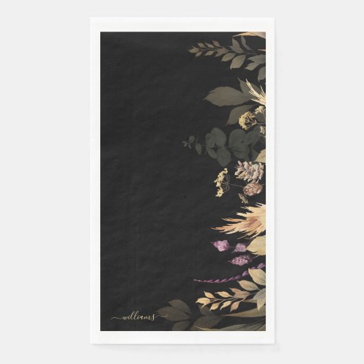 Black Custom Family Name Herfst Foliage Servet (Voorkant)