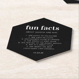 Black Custom Fun Facts Funny Wedding Kartonnen Onderzetters
