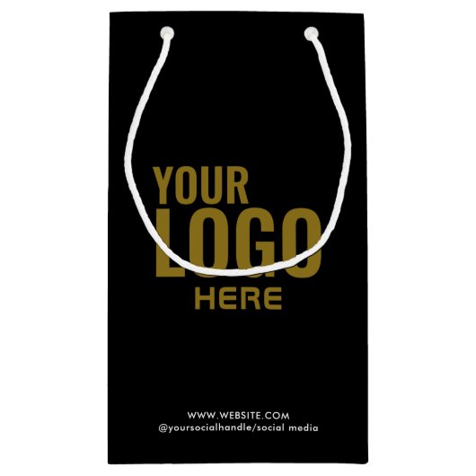 Black Custom Gift Bag Business Company Logo Bulk Klein Cadeauzakje (Achterkant)