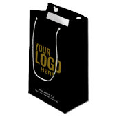 Black Custom Gift Bag Business Company Logo Bulk Klein Cadeauzakje (Voorkant Gekanteld)