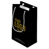 Black Custom Gift Bag Business Company Logo Bulk Klein Cadeauzakje (Achterkant Gekanteld)