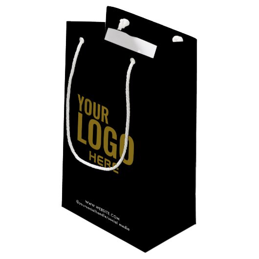 Black Custom Gift Bag Business Company Logo Bulk Klein Cadeauzakje (Achterkant Gekanteld)