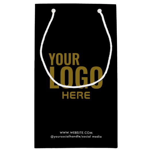 Black Custom Gift Bag Business Company Logo Bulk Klein Cadeauzakje (Achterkant)