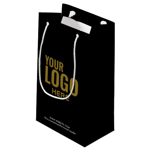 Black Custom Gift Bag Business Company Logo Bulk Klein Cadeauzakje (Achterkant Gekanteld)