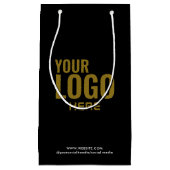 Black Custom Gift Bag Business Company Logo Bulk Klein Cadeauzakje (Voorkant)