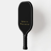 Black Custom Gold Name Minimalist Modern Men  Pickleball Paddle (Links)