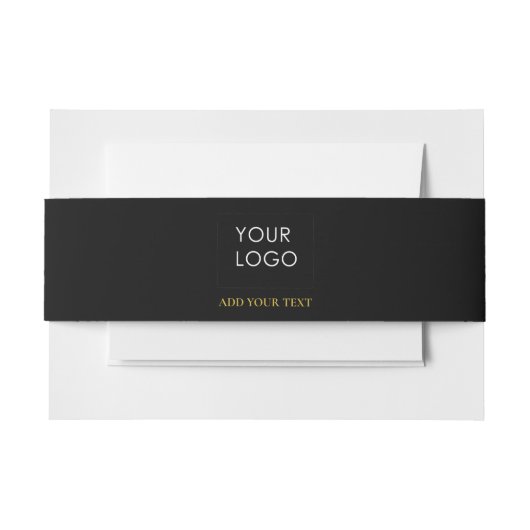 Black Custom Logo Business Company Uitnodigingen Wikkel (Voorkant Voorbeeld)