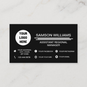 Black Custom Logo Minimalist Social Media Icons Visitekaartje
