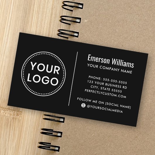 Black custom logo modern minimalist professional visitekaartje